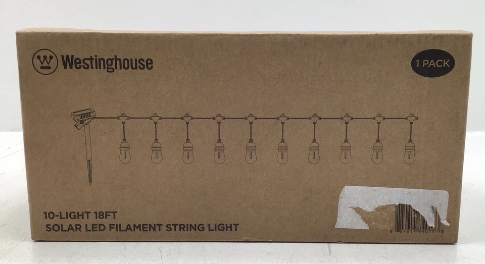Cadena de luces de filamento LED solares Westinghouse 10 luces 18 pies - nueva caja abierta Foto 2 de 4