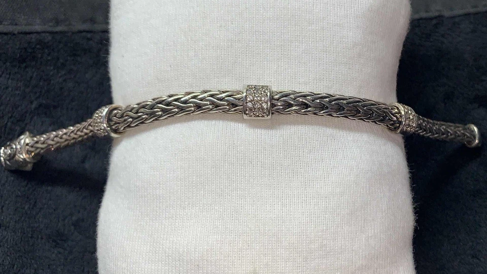 Brazalete Phillip Gavriel de plata de ley 925 con zafiro blanco de 7,25 pulgadas Foto 4 de 4