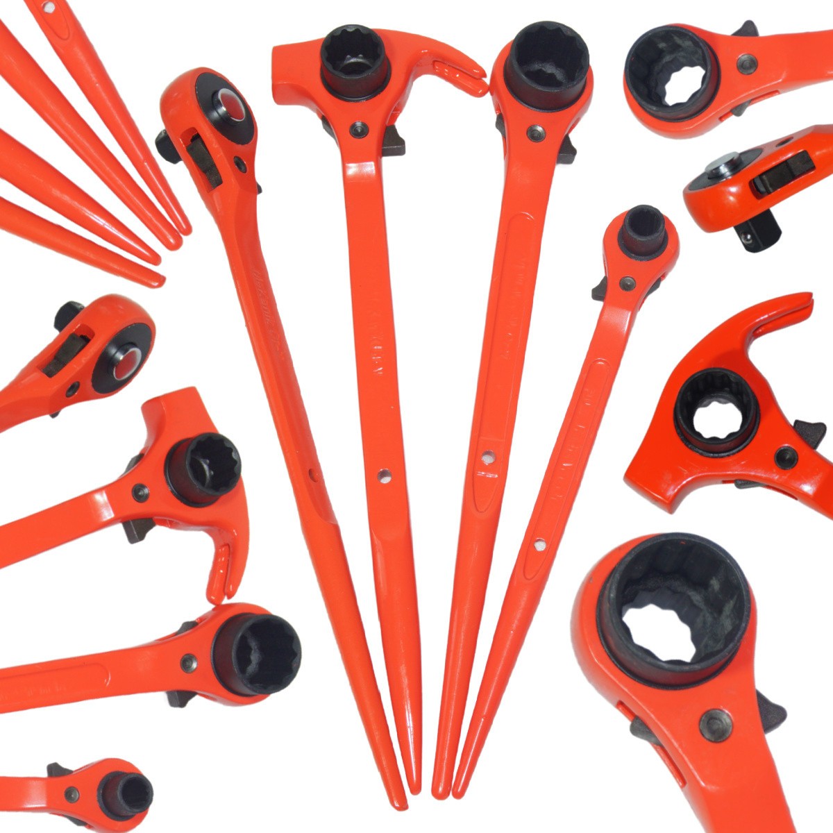 4pc Ratchet Podger Spanner Set 10x13 19x21 19x24 1/2" Dr Scaffold Steel Erecting