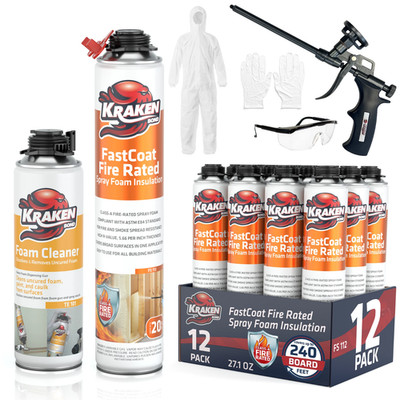 Kraken Spray Foam Insulation Kit Closed Cell Fire Rated Expanding Foam 27.1oz12p