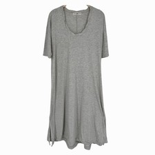 Natural Life Gray T Shirt Dress Medium Heathered Scoop Neck Short Sleeve Boho