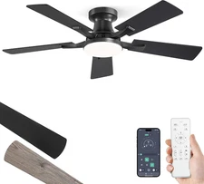 42 Inch Ceiling Fan with Light, App&Remote Control, Flush Mount Low Profile, Dim