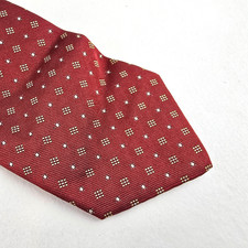 Brooks Brothers Makers Mens Burgundy Silk Tie Geometric Pattern Made in USA
