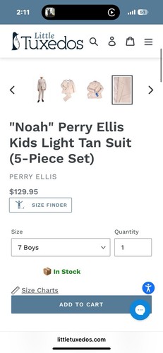 Perry Ellis Boy's tan 4 Piece Tie, Jacket, Vest & Pants Suit 7 - Picture 4 of 4