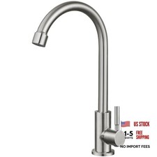 Kitchen Faucet Cold Water Only 1 Hole Single Brushed Nickel Arc Gooseneck