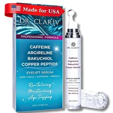 Caffeine Eye Serum: Puffiness Dark Circles Wrinkles Bakuchiol + Copper Peptides