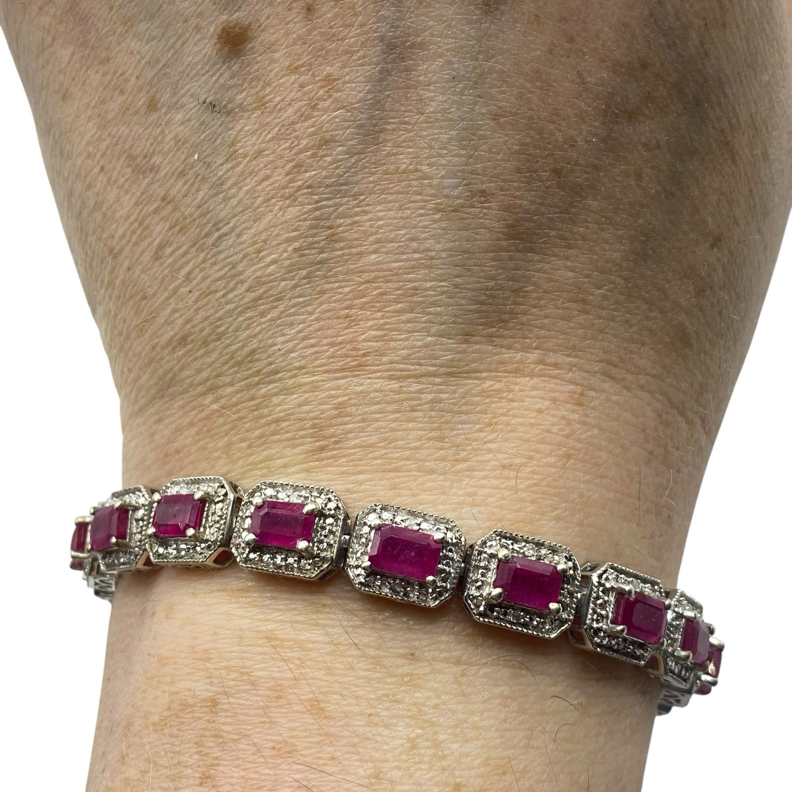 Sterling Silver Lab Created Ruby Illusion Tennis … - image 2