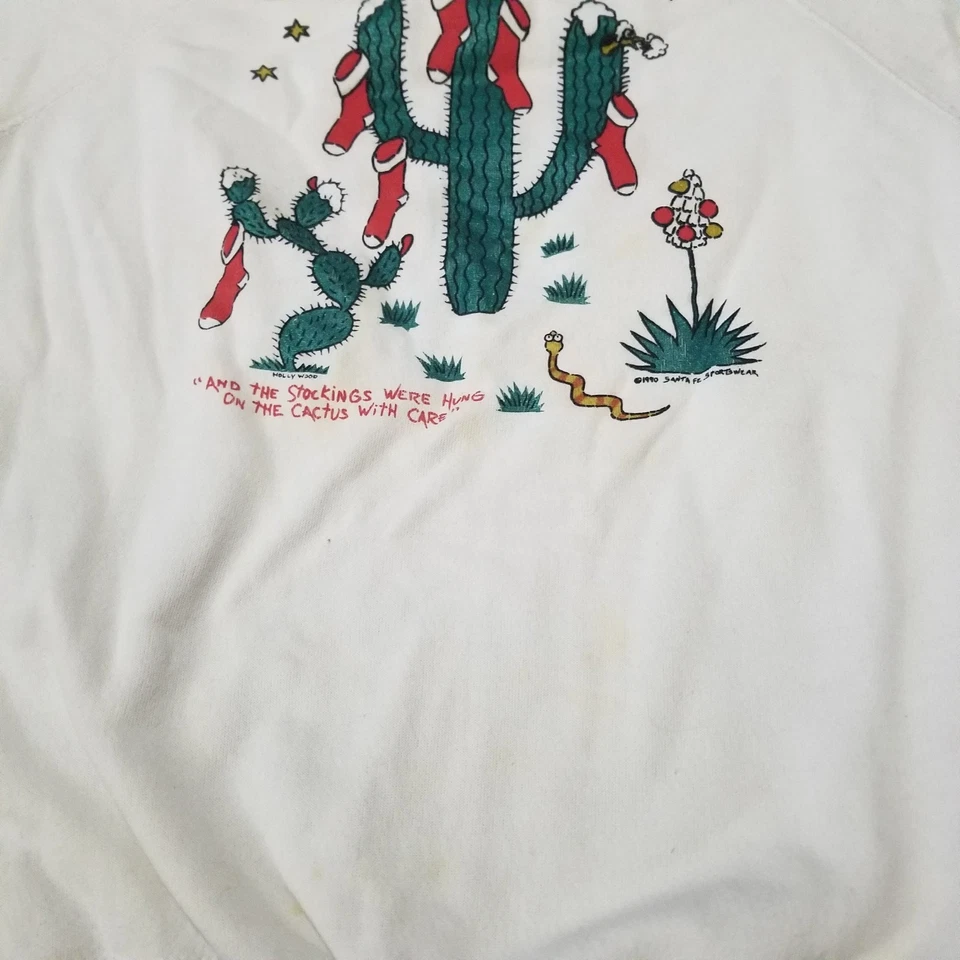 Sudadera Vintage Hanes Navidad Vacaciones Mujer XL Feo Retro Cactus Foto 4 de 4