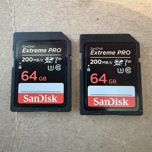 SanDisk Extreme PRO SDXC UHS-I 64GB Class 10 200MB/s Memory Card Lot of 2 SD