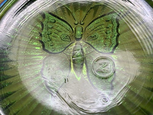 Antique Northwood Green Carnival Glass Butterfly Bonbon Dish - Picture 12 of 18
