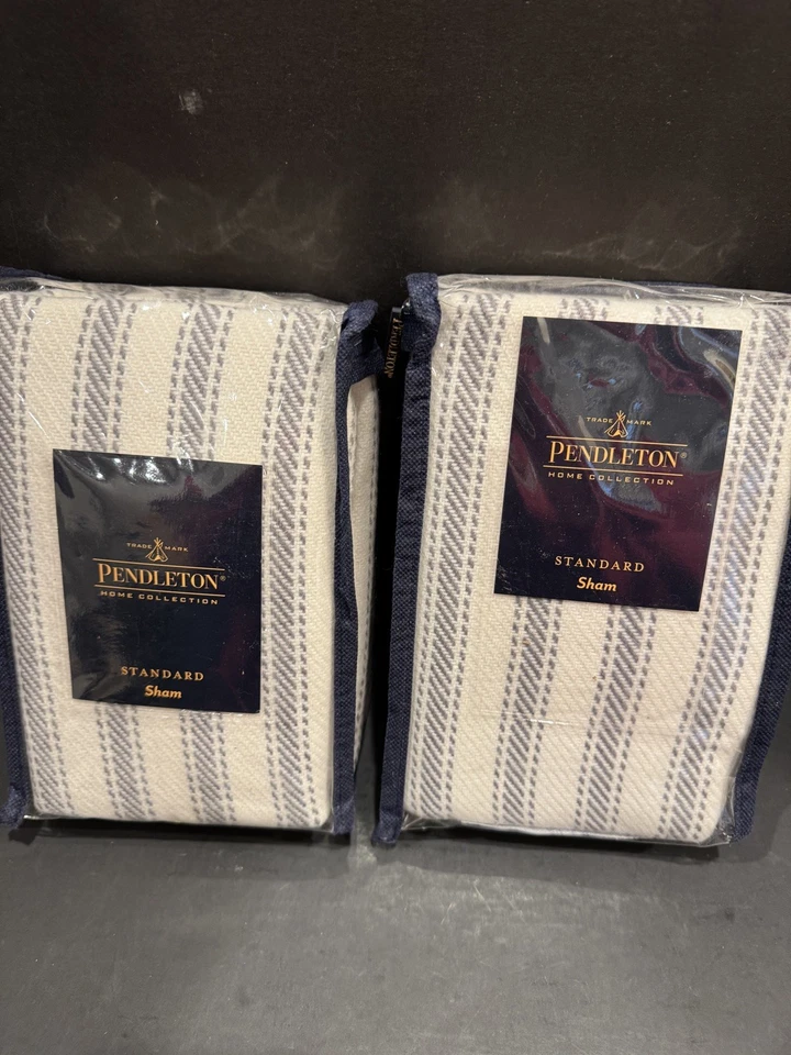 Pendleton Home Collection Juego de 2 fundas estándar rayas grises 20x26 NUEVO Foto 4 de 4