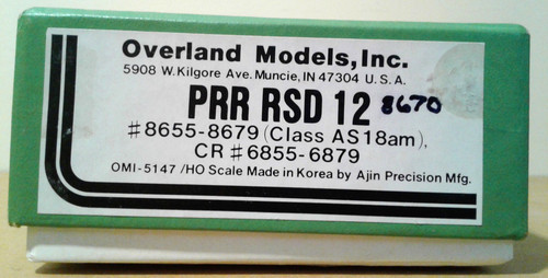 HO LATÓN OVERLAND MODELS ALCO RSD12 PENNSYLVANIA RAILROAD PRR #8670 DCC & SOUND | Zustand: Used