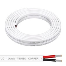 10 Gauge Duplex Marine Grade Wire - 20FT 10 AWG Tinned Copper Boat Cable, 2 C