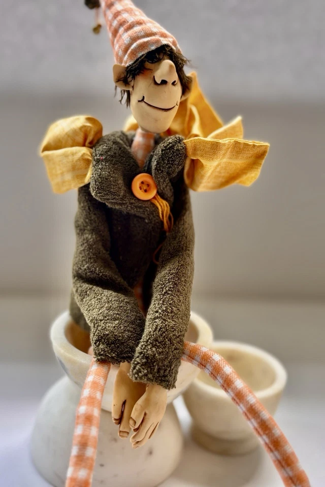 Jester handmade collectible art doll OOAK, whimsical, posable ,fantasy Pablo - Image 2 of 4