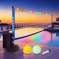 Pool Volleyball Net Set with 2 Balls, Adjustable Pool Volleyball Game