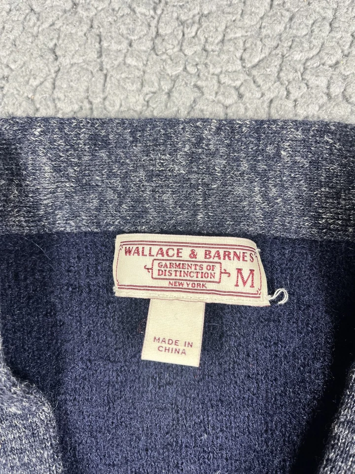 Wallace & Barnes Sweater Mens Medium Blue Shawl Collar Cardigan Wool Blend Knit Foto 4 de 4