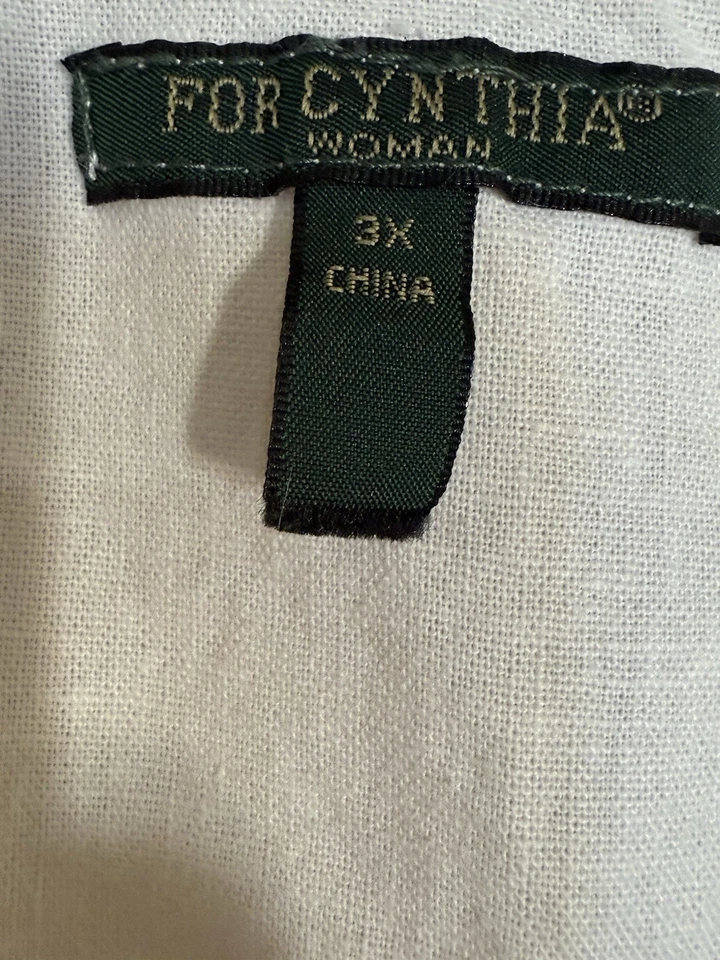 For Cynthia Woman 3X Linen Cotton Hooded Button Jacket White Roll Tab Casual - Image 4 of 4