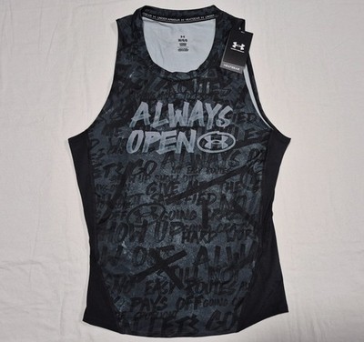 Under Armour Mens Black Heatgear Message Alter Ego Compression Tank Top 1384027
