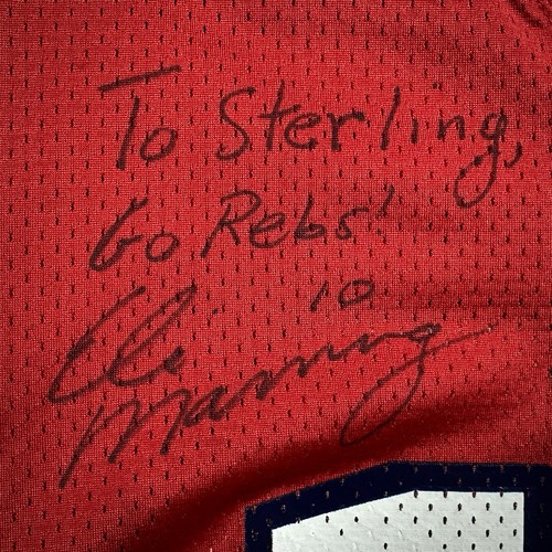 Maglia Nike NCAA Pro Model 2002 Ole Miss Rebels Eli Manning autografo emesso rosso - Foto 5 di 19