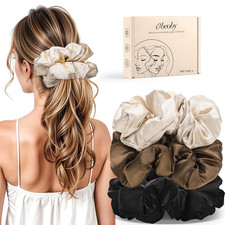 Large Satin Hair Scrunchies - 3 Pack, 6 Inch No-Damage Sleep Hair Ties