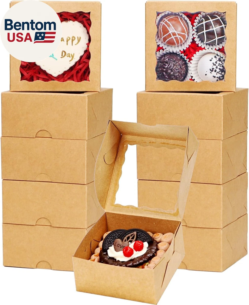 Cajas Pastelería Con Asas Kraft 10 X 18 X 7 Cm. (Pack 50