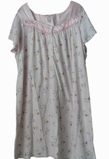 Secret Treasures Floral Cotton Nightgown 3X Slit Cap Sleeve Cottage Satin Trim
