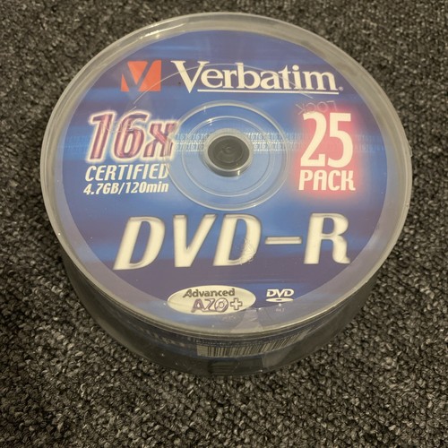 Verbatim 25 Pack 16x DVD-R Sealed Pack -New Recordable DVD Spindle