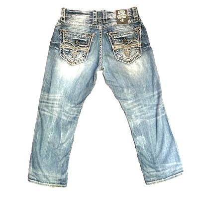 Rock Revival Jeans Mens 32 Adley Straight Relaxed Baggy Denim