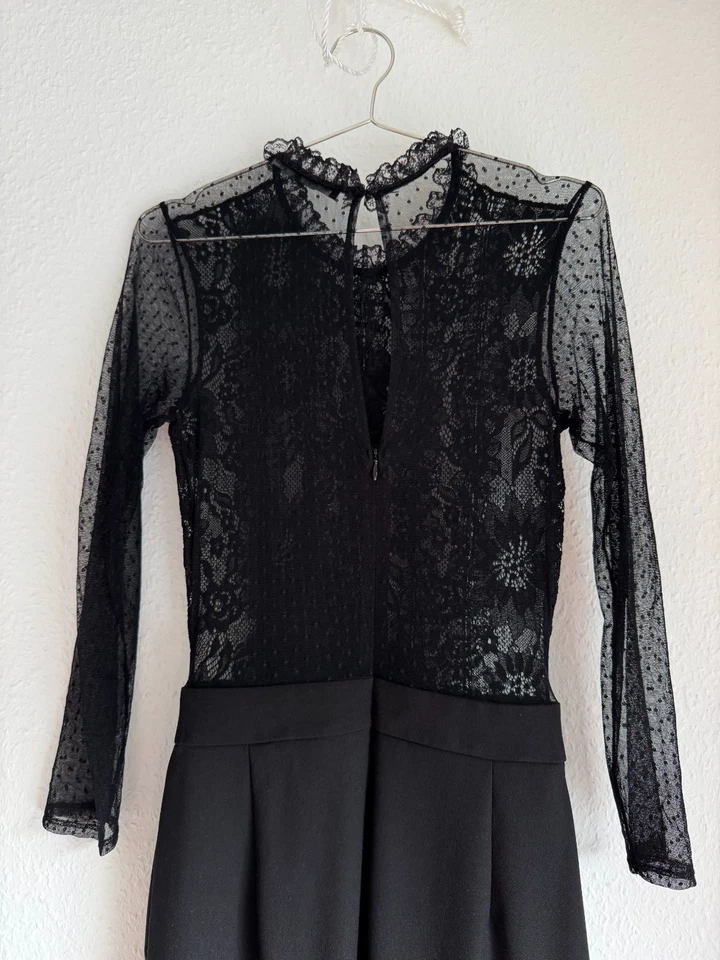 Plumetis-Spitzenoverall /Jumpsuit /Einteiler Zara Gr. XS schwarz - Bild 4 von 4