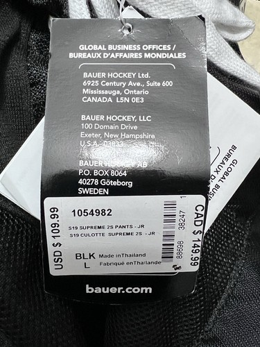 Schwarz Neu mit Etikett Junior Large Bauer Supreme 2S Hockeyhose - Bild 2 von 8