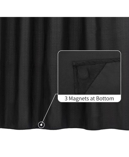 ALYVIA SPRING Waterproof Fabric Shower Curtain Liner with 3 Magnets Black - Picture 4 of 7
