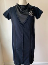 Prada  Dress Decorated with Flower  Brooch Navy /Black SZ. M