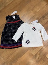 * Gymboree baby girl corduroy jumper black white polka dot & Top 12-18m. NWT   A