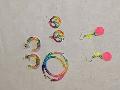 4 sets of multi-colored earrings