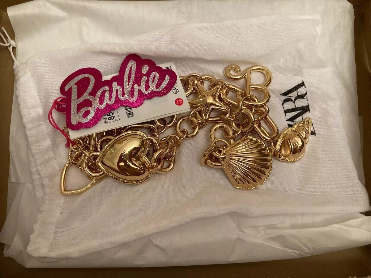 ZARA NEW WOMAN BARBIE™ MATTEL CHARM BELT GOLDEN EU80/US30