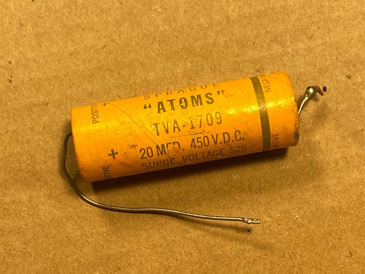 その他 watage Vintage 1960 Sprague Atom 20 uf 450v Capacitor TVA-1709 Tube