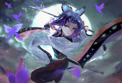 Anime girls  art portrait 2d kimetsu no yaiba kochou playmat gaming mat