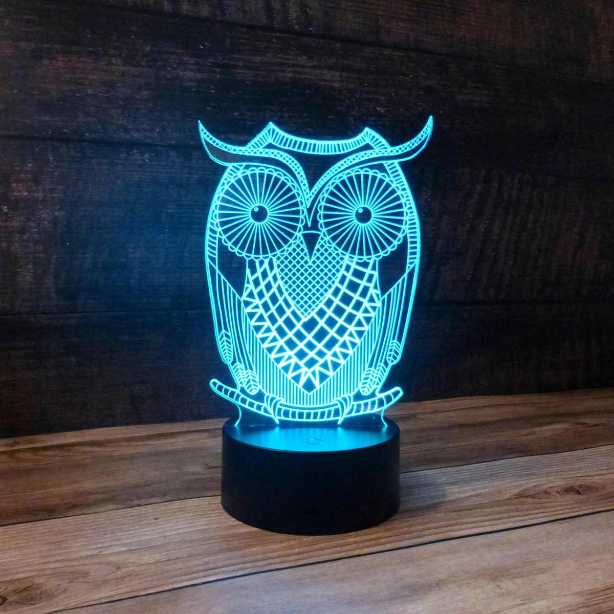 3D LED Owl Animal Shape Lamp USB 7 Color Change Night Light Desk