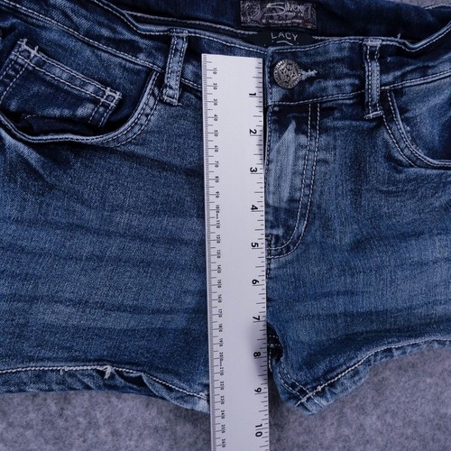 Silver Jeans Shorts Youth 16 Stretch Denim Lacy Low Rise Med Wash 2.5" Inseam - Picture 6 of 12