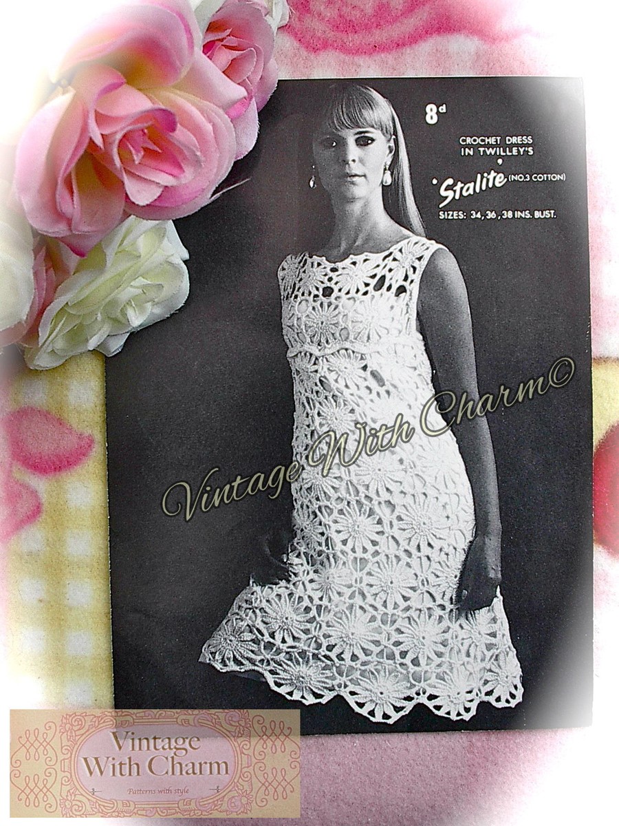 Vintage Crochet Pattern Lady's "Daisy Flower" Motif Dress JUST 1.99 | eBay Vintage Crochet Pattern Lady's "Daisy Flower" Motif Dress JUST 1.99 | eBay