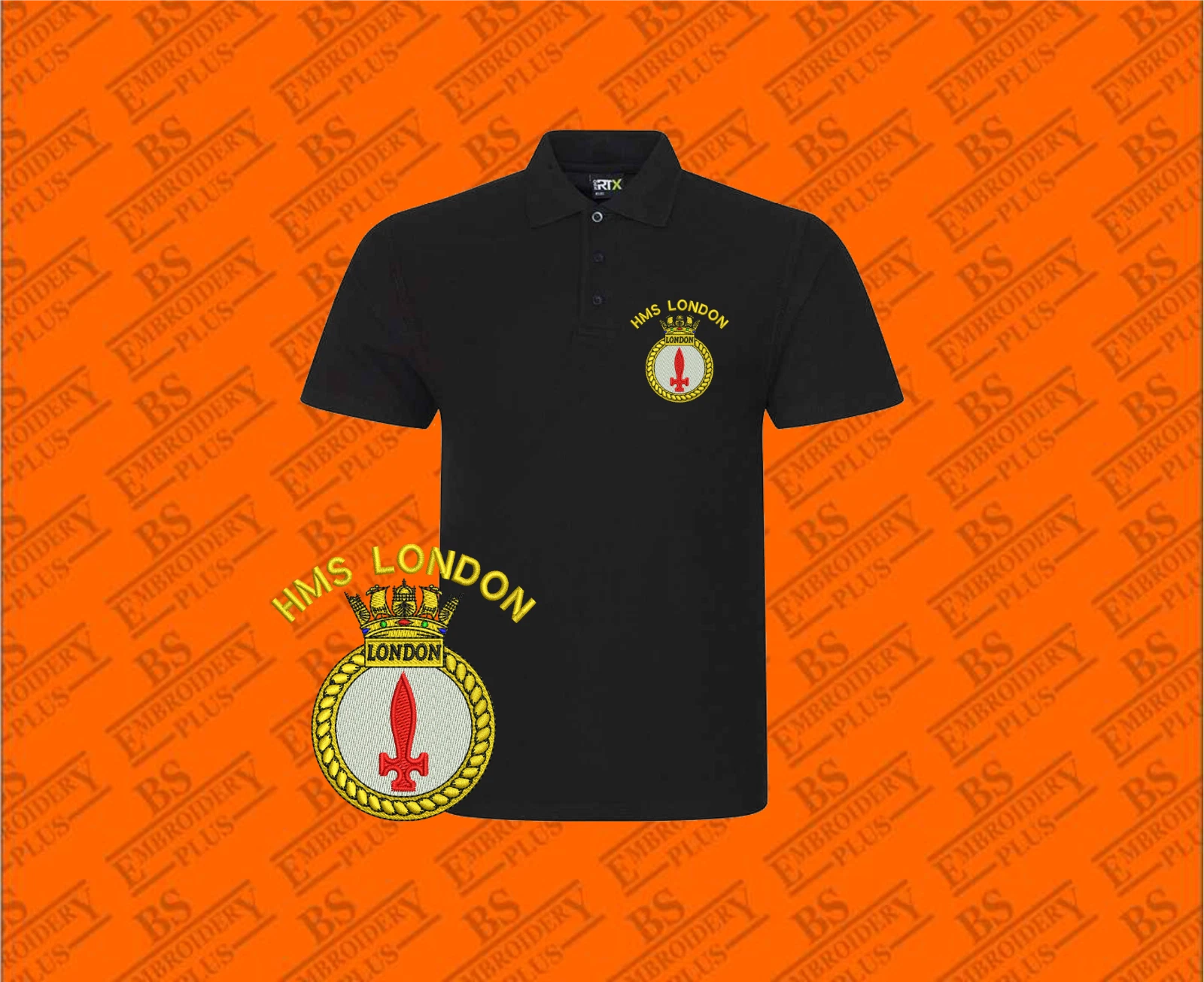 HMS LONDON CRESTED EMBROIDERED POLO SHIRT