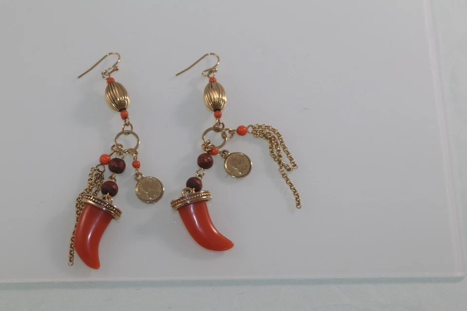 Robert Rose висячий коралл цветной рог в форме уха с монетой - Изображение 4 из 4