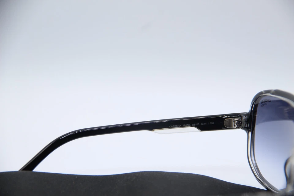 NEW CARRERA 1058/S D5108 BLACK CLEAR BLUE AUTHENTIC SUNGLASSES W/CASE 63-11 - Image 3 of 4