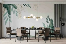 3D Hand Drawn Green Leaf Self-adhesive Removable Wallpaper Murals Wall 293