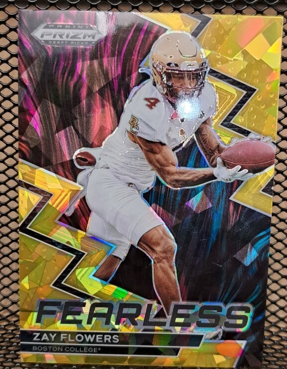 2023 Panini Prizm Draft Picks Zay Flowers Fearless Gold Ice RC | eBay