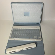 Wireless Keyboard With Blue Protective Case For 10.2” iPad Bluetooth