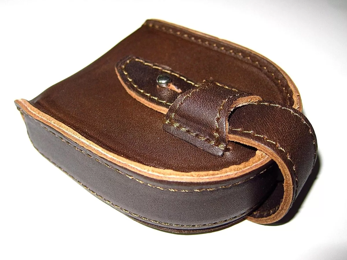 Saddleback Leather COIN PURSE w Smooth Pigskin Script Logo Dark Coffee Brown DCB