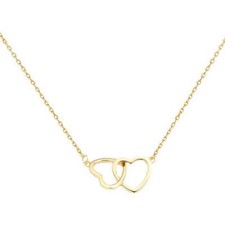 Tiny Heart Necklace Women Gold Color Double Heart Pendant Alloy Love gift