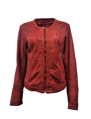 Damen Retro Vintage Rote Klassische Kragenlose SlimFit Gebuffte