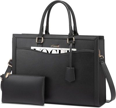 Laptop Tote Bag for Women Leather Office Work Bag Briefcase fit for 15.6 inch...